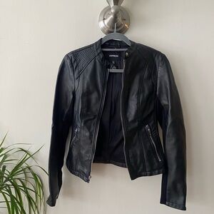 Express Women's Sleek Black Leather Jacket Size XS